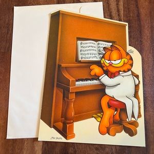 Garfield Cat Playing Piano Vintage Gibson LARGE Greeting Card Loving You Love